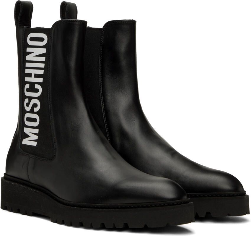 Moschino Black Logo Chelsea Boots