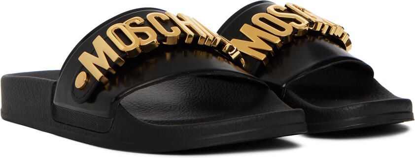 Moschino Black Logo Slides - Picture 1