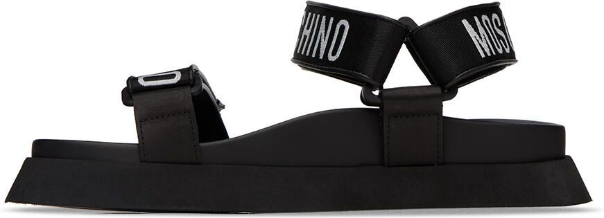 Moschino Black Logo Tape Sandals - Picture 4
