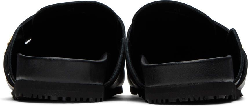 Moschino Black Metal Logo Slippers - Picture 1