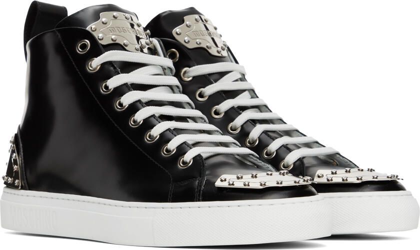 Moschino Black Metal Plaque Sneakers - Picture 3