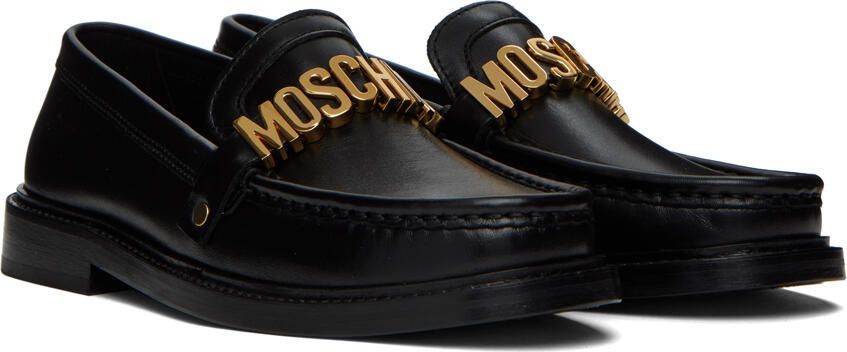 Moschino Black Polished Calfskin Loafers - Picture 2