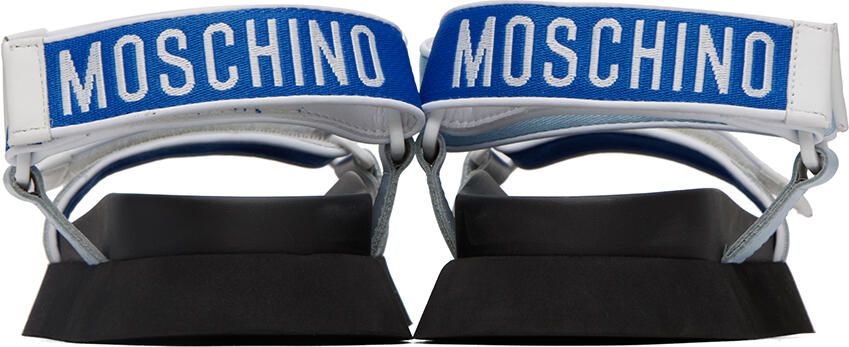 Moschino Blue Jacquard Logo Sandals