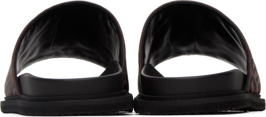 Moschino Brown & Black Jacquard Logo Sandals