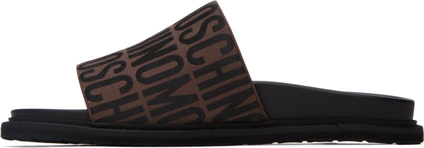 Moschino Brown & Black Jacquard Logo Sandals - Picture 3