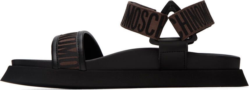 Moschino Brown Jacquard Logo Sandals - Picture 3