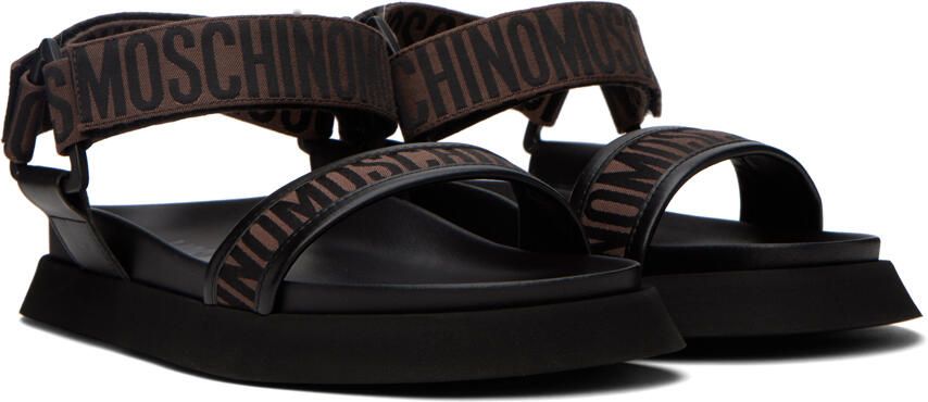 Moschino Brown Jacquard Logo Sandals