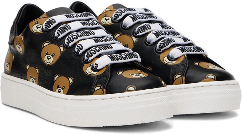Moschino Kids Black Teddy Print Sneakers - Picture 2