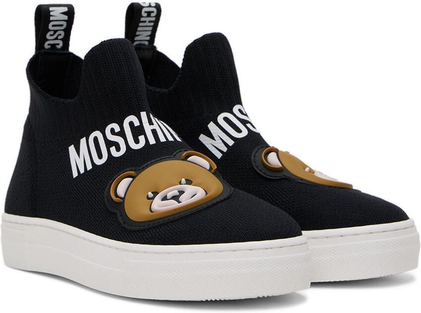 Moschino Kids Black Teddy Sock High Sneakers - Picture 2