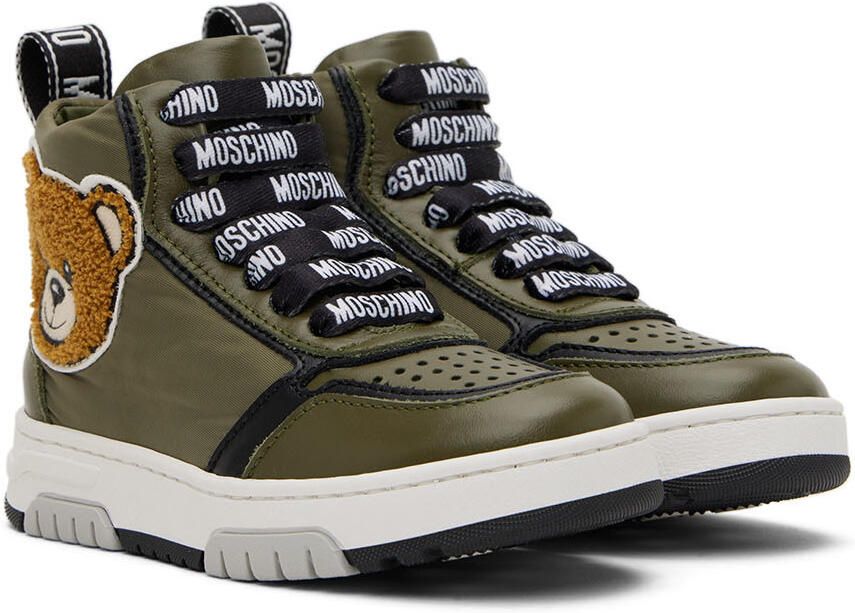 Moschino Kids Khaki Teddy High Sneakers - Picture 2