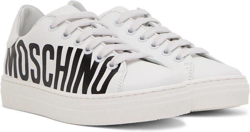 Moschino Kids White Leather Sneakers - Picture 2