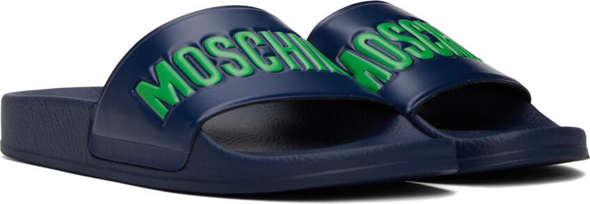 Moschino Navy Embossed Sandals - Picture 3