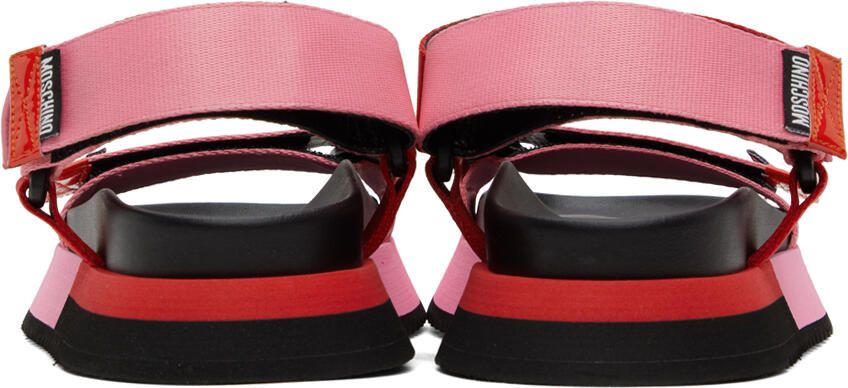 Moschino Pink & Red Logo Tape Sandals