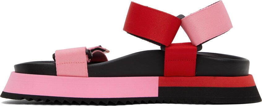 Moschino Pink & Red Logo Tape Sandals - Picture 3