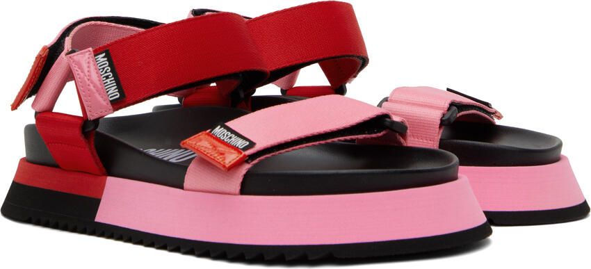Moschino Pink & Red Logo Tape Sandals - Picture 2