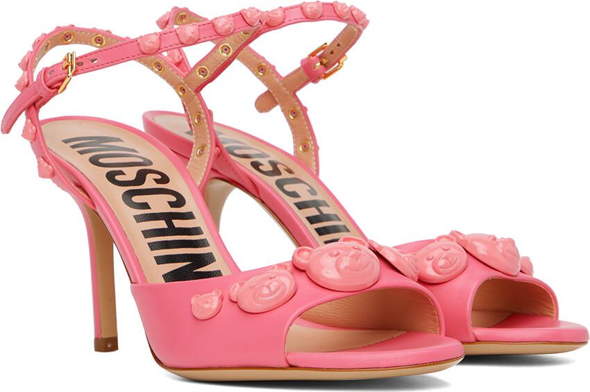 Moschino Pink Teddy Studs Heeled Sandals - Picture 3