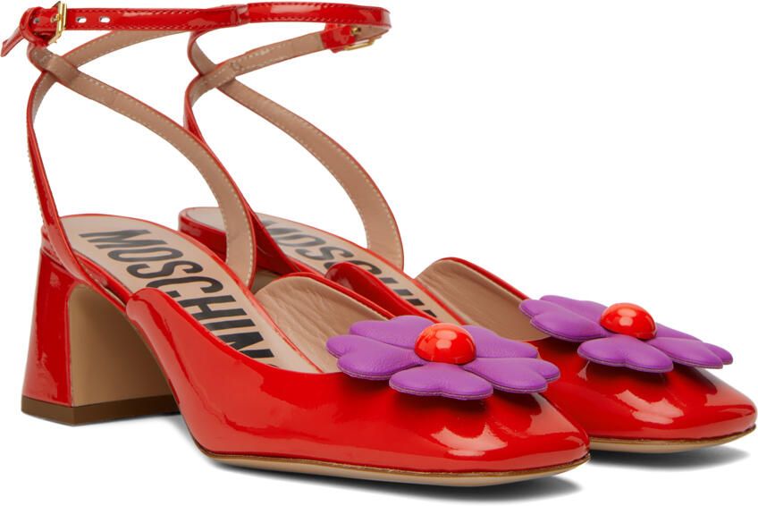 Moschino Red Heart Flower Heels - Picture 2