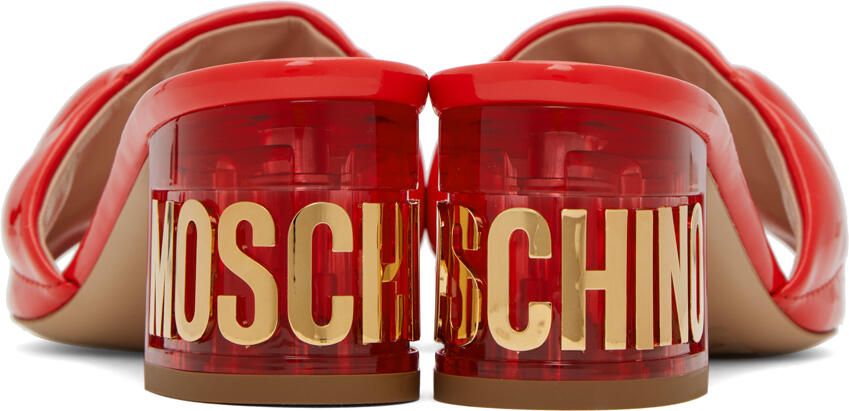 Moschino Red Quilted Mules