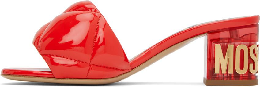 Moschino Red Quilted Mules - Picture 3