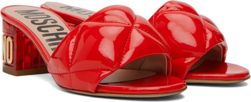 Moschino Red Quilted Mules - Picture 2