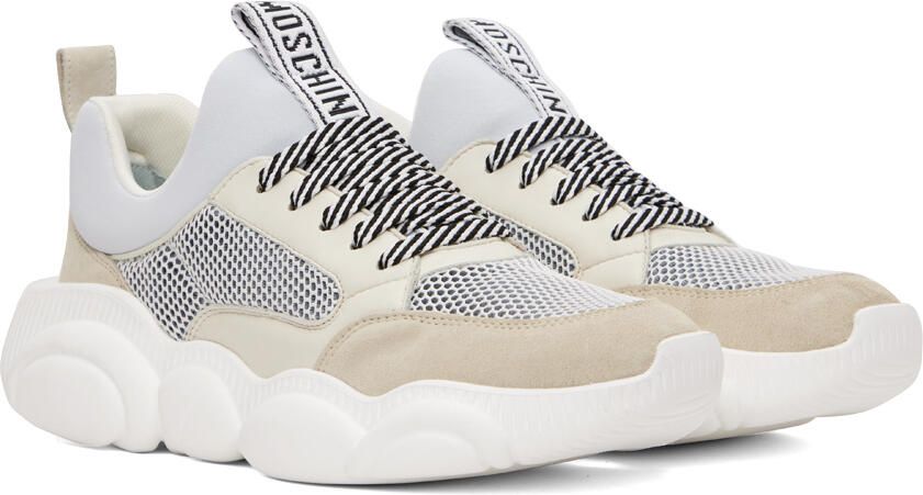 Moschino White & Beige Teddy Sneakers - Picture 2