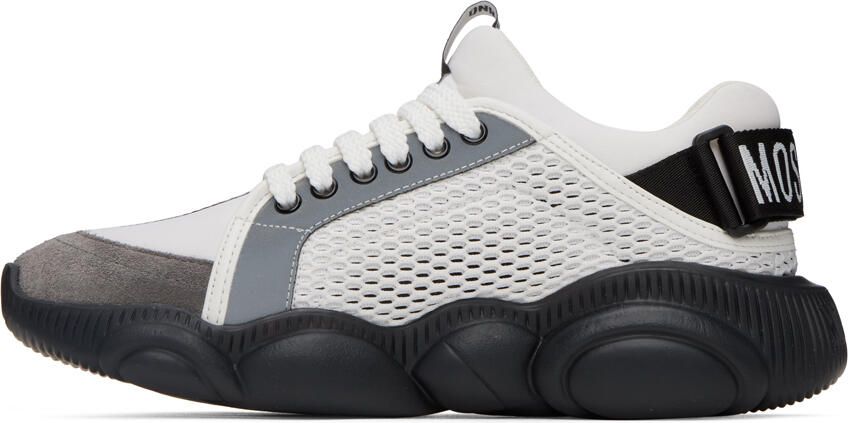 Moschino White & Gray Teddy Sneakers - Picture 3