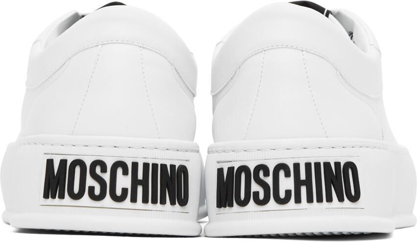 Moschino White Faux-Leather Sneakers - Picture 5