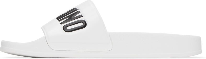 Moschino White Logo Pool Slides - Picture 4