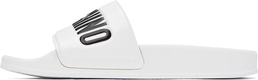 Moschino White Logo Pool Slides - Picture 3