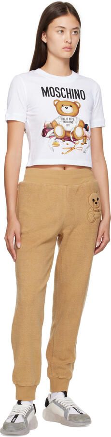 Moschino White Logo Tape Teddy Sneakers - Picture 4