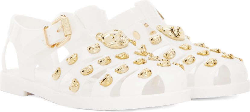Moschino White Teddy Stud Jelly Sandals - Picture 2