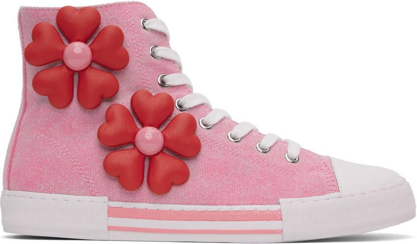 Moschino Pink Heart Flower Group Sneakers