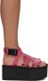 Moschino Pink Logo Tape Wedge Sandals - Thumbnail 1