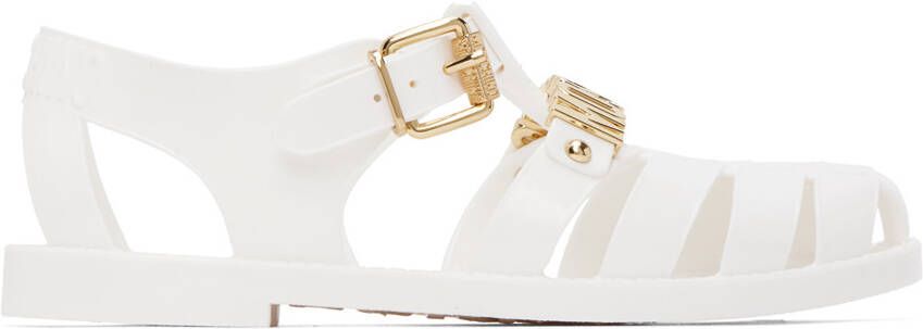 Moschino White Jelly Lettering Sandals