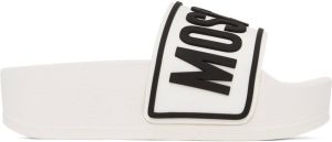 Moschino White Platform Slides