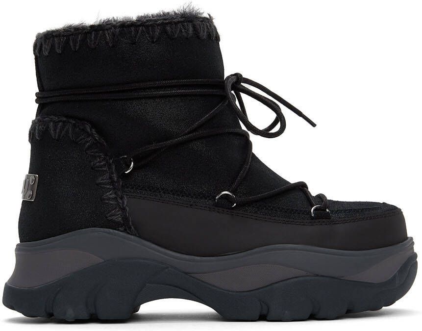 Mou Black Chunky Sneaker Lace-Up Boots