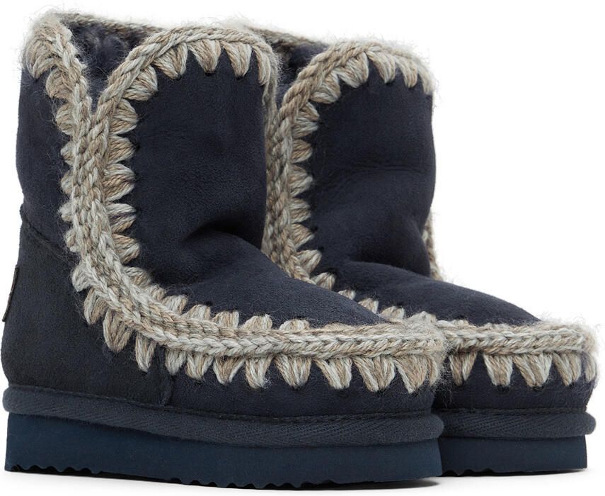Mou Baby Navy Suede Ankle Boots - Picture 3