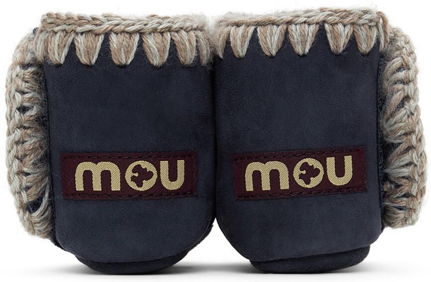 Mou Baby Navy Velcro Suede Pre-Walkers - Picture 2
