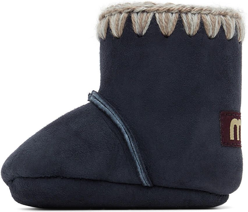 Mou Baby Navy Velcro Suede Pre-Walkers