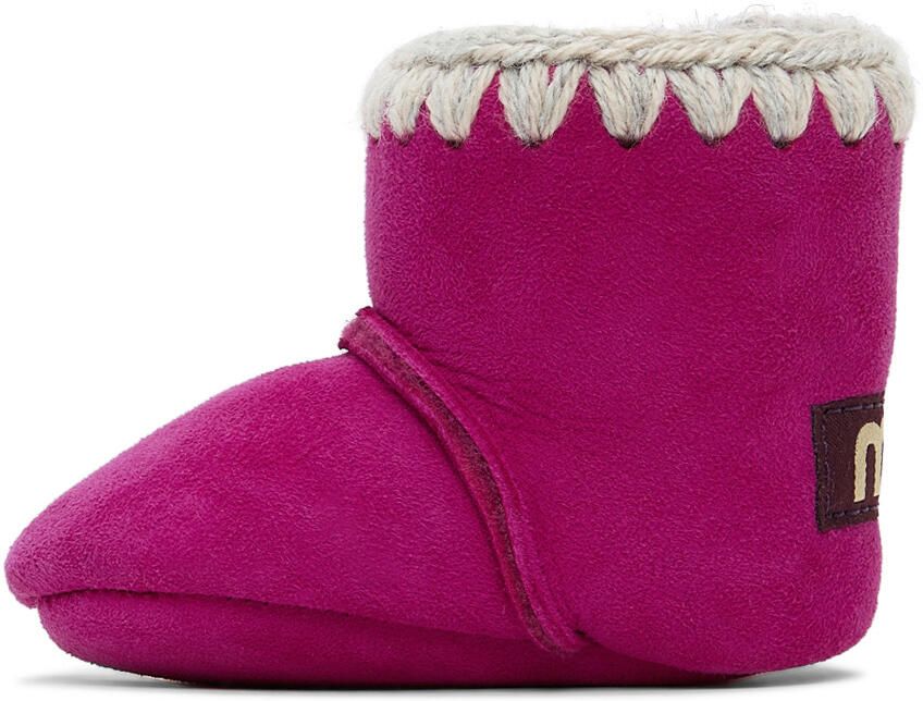 Mou Baby Pink Velcro Suede Pre-Walkers - Picture 2
