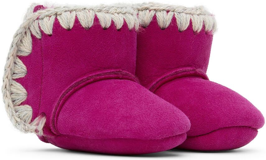 Mou Baby Pink Velcro Suede Pre-Walkers - Picture 3