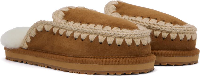 Mou Brown Full Stitch Slippers - Picture 7