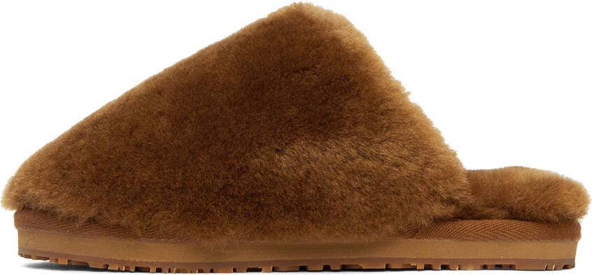 Mou Brown Sheepskin Fur Slippers - Picture 3