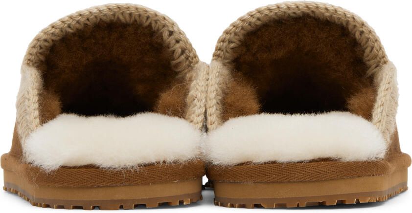Mou Brown Full Stitch Slippers