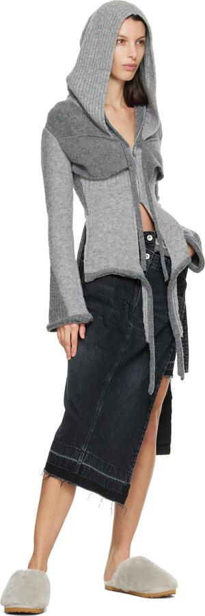 Mou Gray Sheepskin Fur Slippers - Picture 4