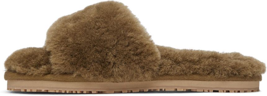Mou Khaki Sheepskin Slides - Picture 3