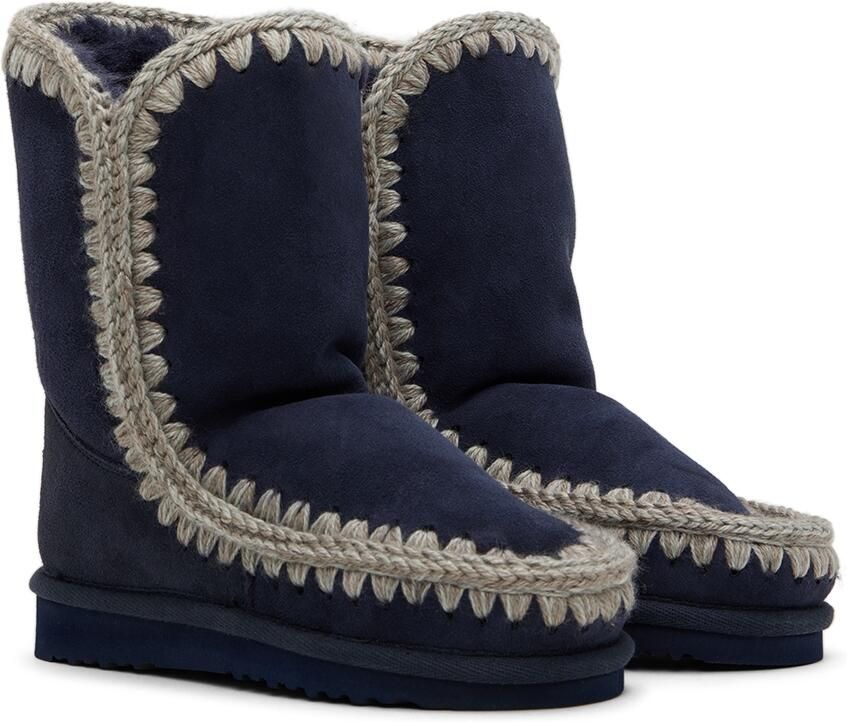 Mou Kids Navy Suede Boots - Picture 3
