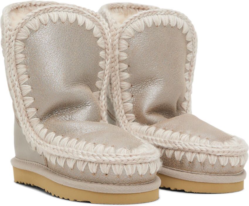 Mou Kids Silver Suede Boots - Picture 3