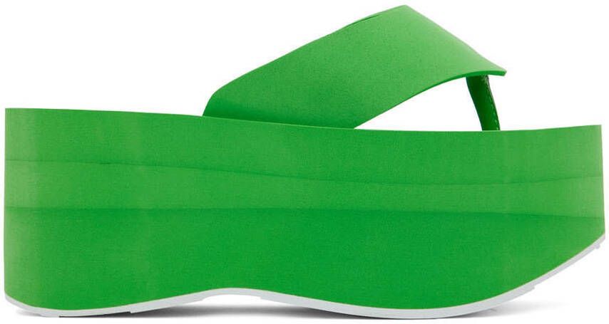 MSGM Green Rubber Platform Sandals