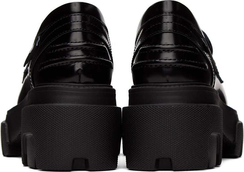 MSGM Black Leather Platform Loafers